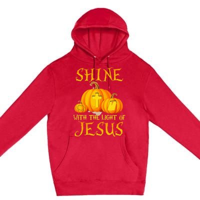 Shine With The Light Of Jesus Christian Halloween Pumpkin Premium Pullover Hoodie