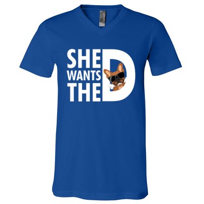 She Wants The D Dog Pug For Funny Joke Fans Meaningful Gift V-Neck T-Shirt