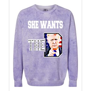 She Wants The D Donald Trump 2024 Gift Colorblast Crewneck Sweatshirt