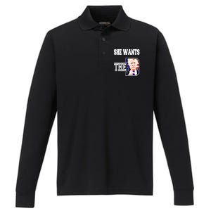 She Wants The D Donald Trump 2024 Gift Performance Long Sleeve Polo