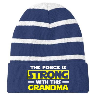 Strong With This My Grandma Striped Beanie with Solid Band