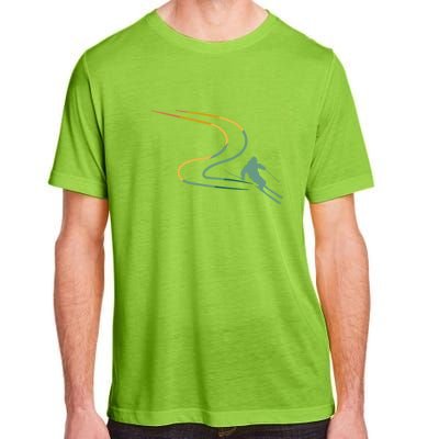 Skier With Tracks In Deep Powder Snow Freeride Gifts Adult ChromaSoft Performance T-Shirt