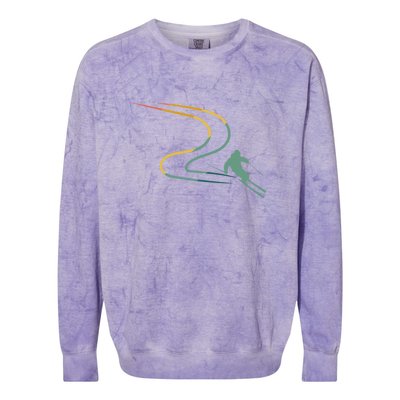 Skier With Tracks In Deep Powder Snow Freeride Gifts Colorblast Crewneck Sweatshirt