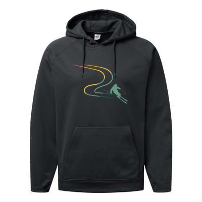 Skier With Tracks In Deep Powder Snow Freeride Gifts Performance Fleece Hoodie