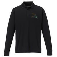 Skier With Tracks In Deep Powder Snow Freeride Gifts Performance Long Sleeve Polo