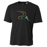 Skier With Tracks In Deep Powder Snow Freeride Gifts Cooling Performance Crew T-Shirt