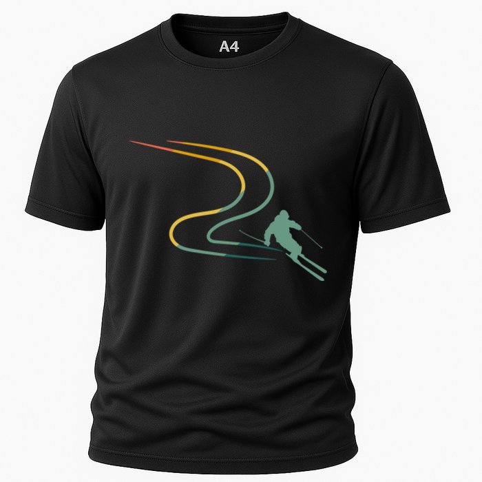 Skier With Tracks In Deep Powder Snow Freeride Gifts Cooling Performance Crew T-Shirt