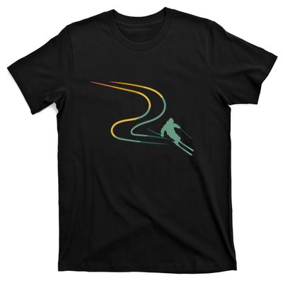 Skier With Tracks In Deep Powder Snow Freeride Gifts T-Shirt