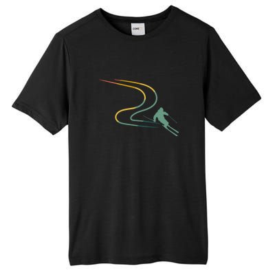 Skier With Tracks In Deep Powder Snow Freeride Gifts Tall Fusion ChromaSoft Performance T-Shirt