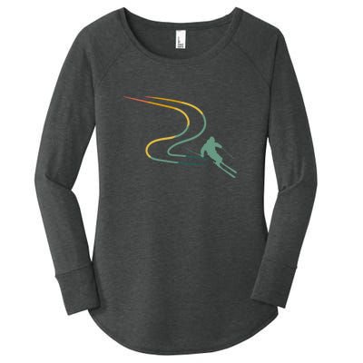 Skier With Tracks In Deep Powder Snow Freeride Gifts Women's Perfect Tri Tunic Long Sleeve Shirt