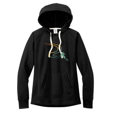 Skier With Tracks In Deep Powder Snow Freeride Gifts Women's Fleece Hoodie