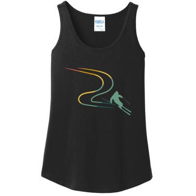 Skier With Tracks In Deep Powder Snow Freeride Gifts Ladies Essential Tank