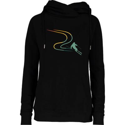 Skier With Tracks In Deep Powder Snow Freeride Gifts Womens Funnel Neck Pullover Hood