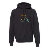 Skier With Tracks In Deep Powder Snow Freeride Gifts Premium Hoodie