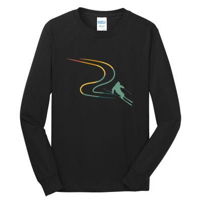 Skier With Tracks In Deep Powder Snow Freeride Gifts Tall Long Sleeve T-Shirt