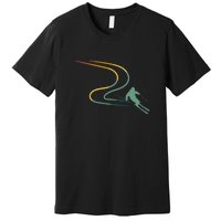 Skier With Tracks In Deep Powder Snow Freeride Gifts Premium T-Shirt