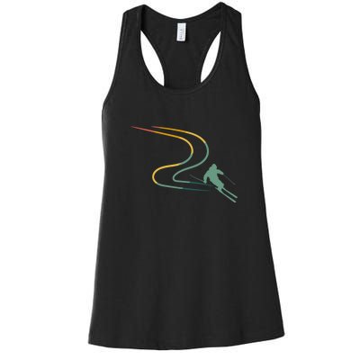 Skier With Tracks In Deep Powder Snow Freeride Gifts Women's Racerback Tank