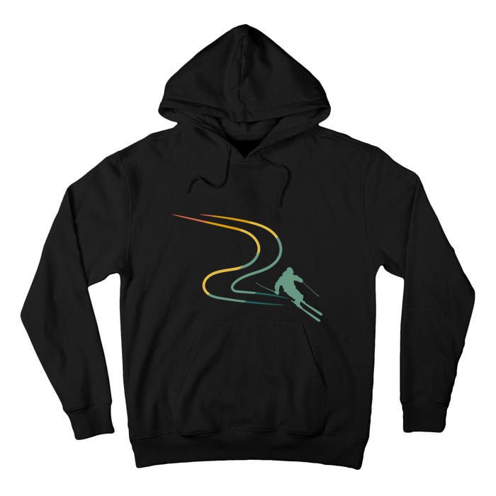 Skier With Tracks In Deep Powder Snow Freeride Gifts Tall Hoodie