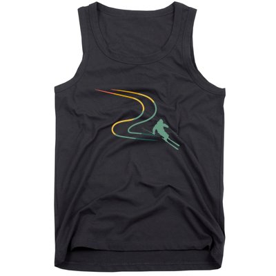 Skier With Tracks In Deep Powder Snow Freeride Gifts Tank Top