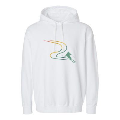 Skier With Tracks In Deep Powder Snow Freeride Gifts Garment-Dyed Fleece Hoodie