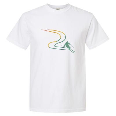 Skier With Tracks In Deep Powder Snow Freeride Gifts Garment-Dyed Heavyweight T-Shirt