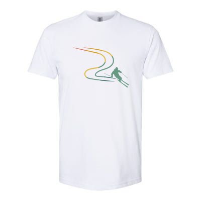 Skier With Tracks In Deep Powder Snow Freeride Gifts Softstyle CVC T-Shirt