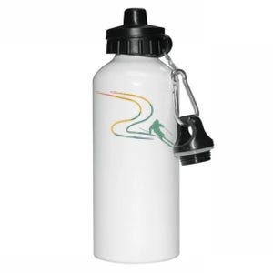 Skier With Tracks In Deep Powder Snow Freeride Gifts Aluminum Water Bottle