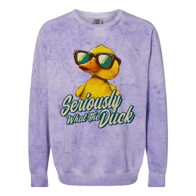 Seriously What The Duck Duck Lover Pun Colorblast Crewneck Sweatshirt