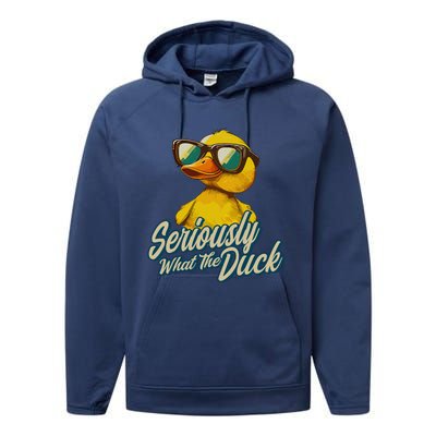 Seriously What The Duck Duck Lover Pun Performance Fleece Hoodie