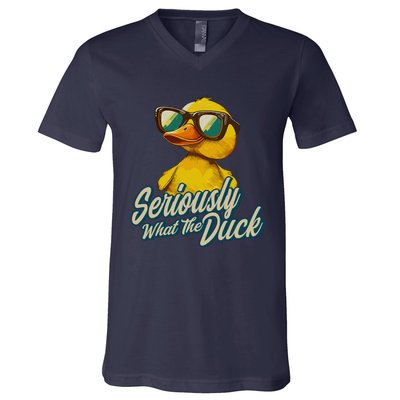 Seriously What The Duck Duck Lover Pun V-Neck T-Shirt