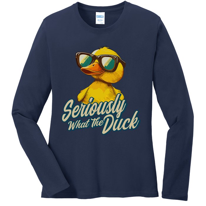 Seriously What The Duck Duck Lover Pun Ladies Long Sleeve Shirt