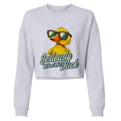 Seriously What The Duck Duck Lover Pun Cropped Pullover Crew