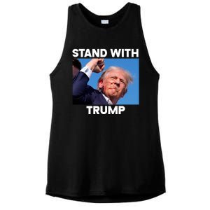 Stand With Trump Fight Gun Shot Fired Rally Shooting Ladies PosiCharge Tri-Blend Wicking Tank