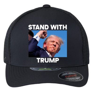 Stand With Trump Fight Gun Shot Fired Rally Shooting Flexfit Unipanel Trucker Cap