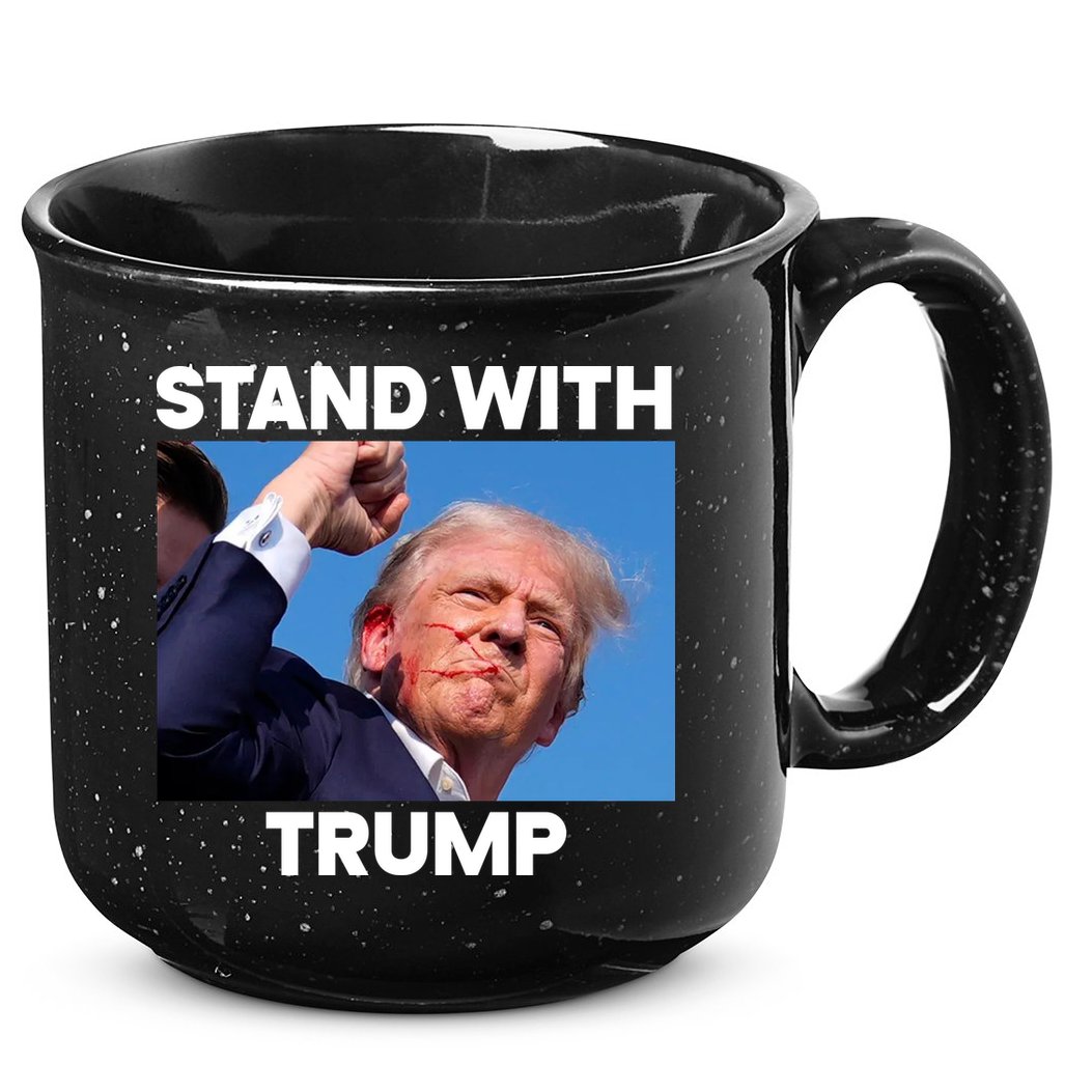 Stand With Trump Fight Gun Shot Fired Rally Shooting 15oz Campfire Ceramic Mug