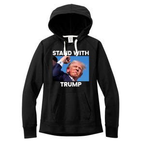 Stand With Trump Fight Gun Shot Fired Rally Shooting Women's Fleece Hoodie