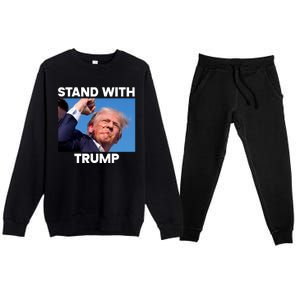 Stand With Trump Fight Gun Shot Fired Rally Shooting Premium Crewneck Sweatsuit Set