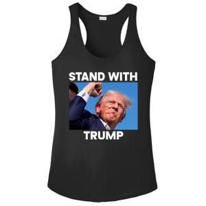 Stand With Trump Fight Gun Shot Fired Rally Shooting Ladies PosiCharge Competitor Racerback Tank