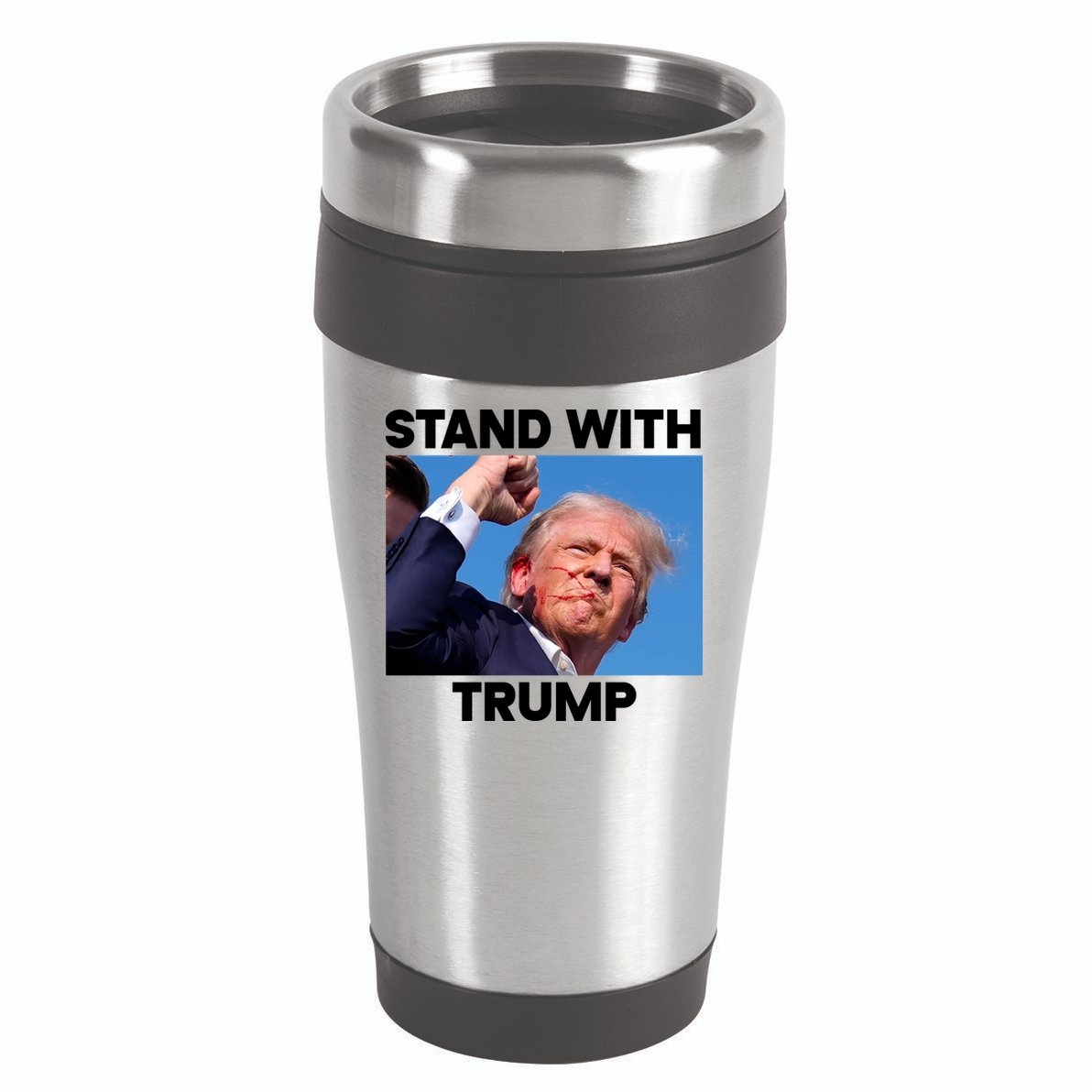 Stand With Trump Fight Gun Shot Fired Rally Shooting 16oz Travel Tumbler