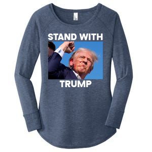 Stand With Trump Fight Gun Shot Fired Rally Shooting Women's Perfect Tri Tunic Long Sleeve Shirt