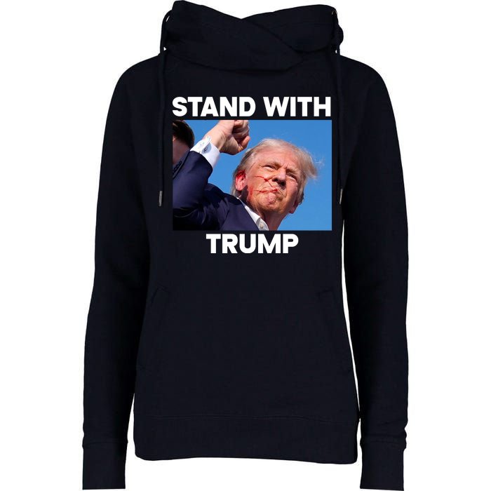 Stand With Trump Fight Gun Shot Fired Rally Shooting Womens Funnel Neck Pullover Hood