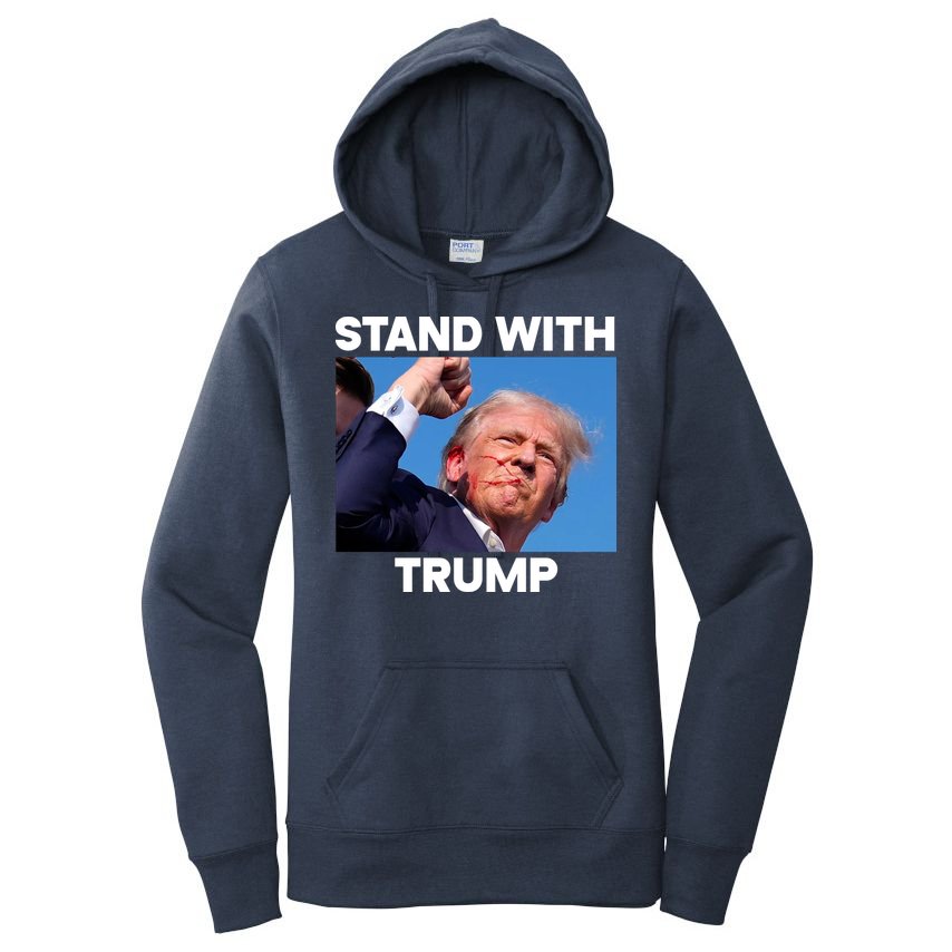 Stand With Trump Fight Gun Shot Fired Rally Shooting Women's Pullover Hoodie