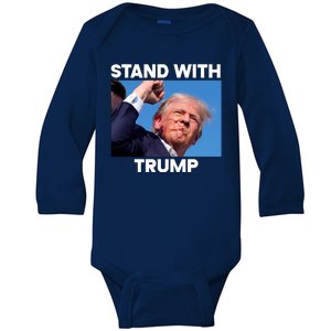 Stand With Trump Fight Gun Shot Fired Rally Shooting Baby Long Sleeve Bodysuit