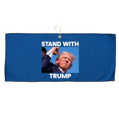 Stand With Trump Fight Gun Shot Fired Rally Shooting Large Microfiber Waffle Golf Towel
