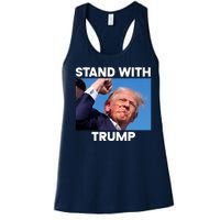 Stand With Trump Fight Gun Shot Fired Rally Shooting Women's Racerback Tank