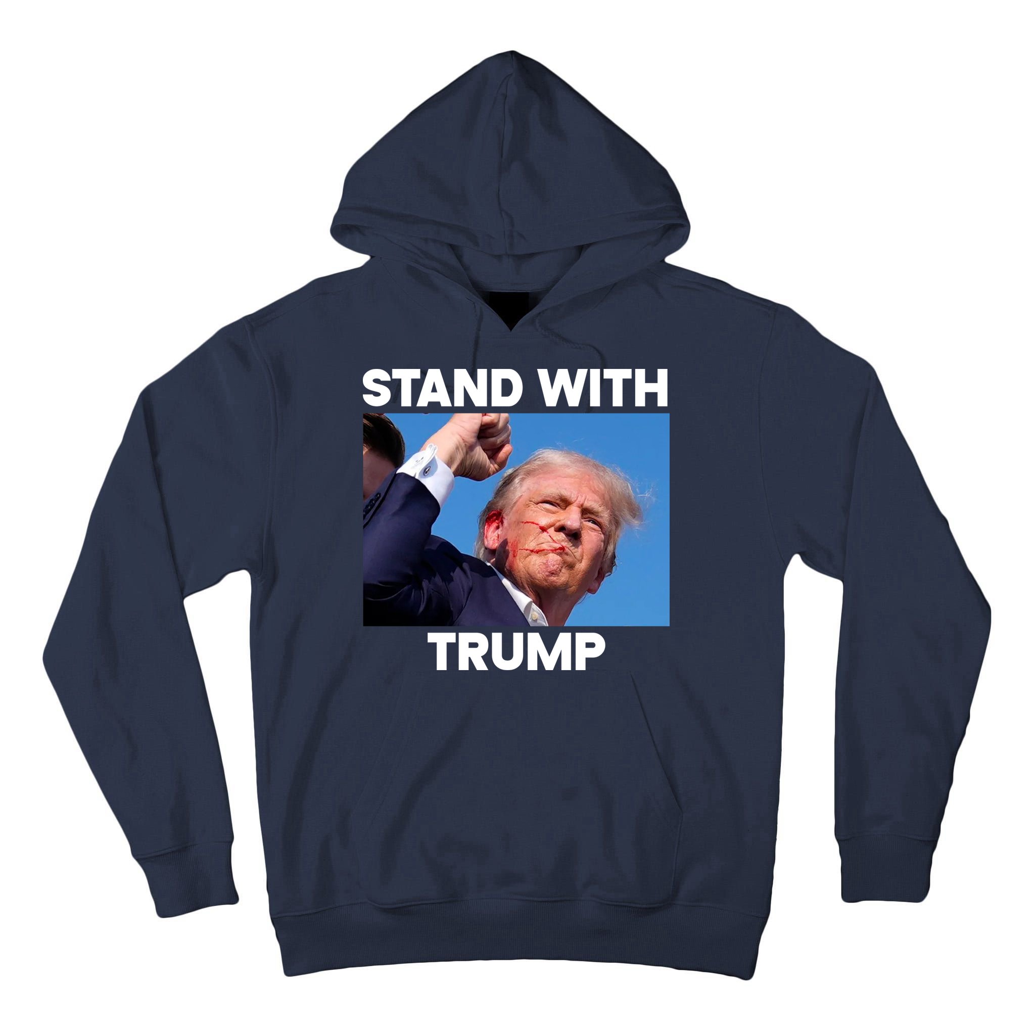 Stand With Trump Fight Gun Shot Fired Rally Shooting Tall Hoodie