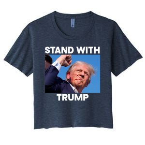 Stand With Trump Fight Gun Shot Fired Rally Shooting Women's Crop Top Tee