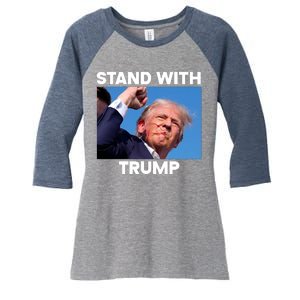 Stand With Trump Fight Gun Shot Fired Rally Shooting Women's Tri-Blend 3/4-Sleeve Raglan Shirt