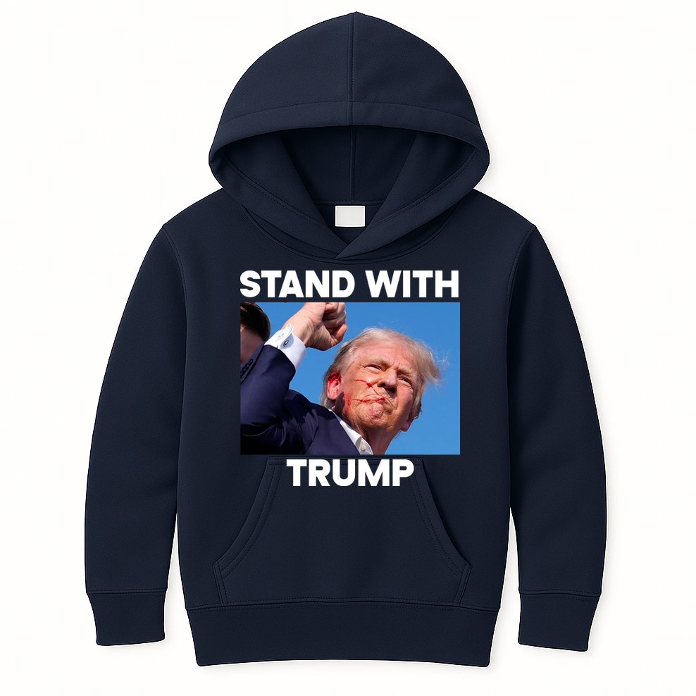 Stand With Trump Fight Gun Shot Fired Rally Shooting Kids Hoodie