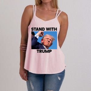 Stand With Trump Fight Gun Shot Fired Rally Shooting Women's Strappy Tank